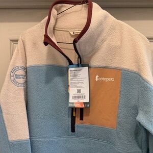 Cotopaxi women’s Zip-Up Sweater - Cream, Blue, Tan